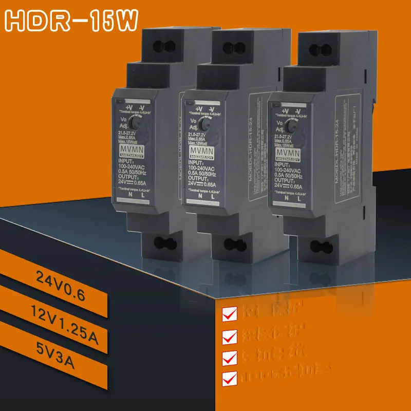 Hdr-15W 레일 스위칭 전원 공급 장치, 켈리퍼 전원 공급 장치, 220V-24V