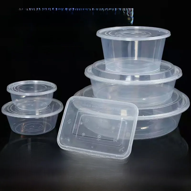 

Disposable PP Plastic Takeaway Box Transparent with Lid Rectangular And round Home Use Packaging Boxes Commercially Used