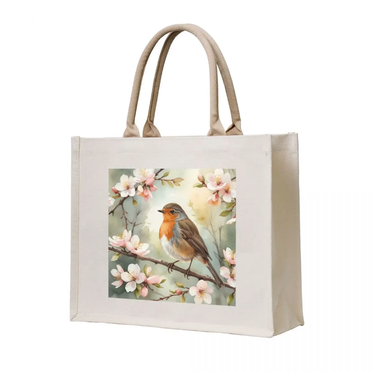 

Robin in Spring with Cherry Blossoms Tote Bag Shopper handbag shopping cart bags tote bags men Lady bags