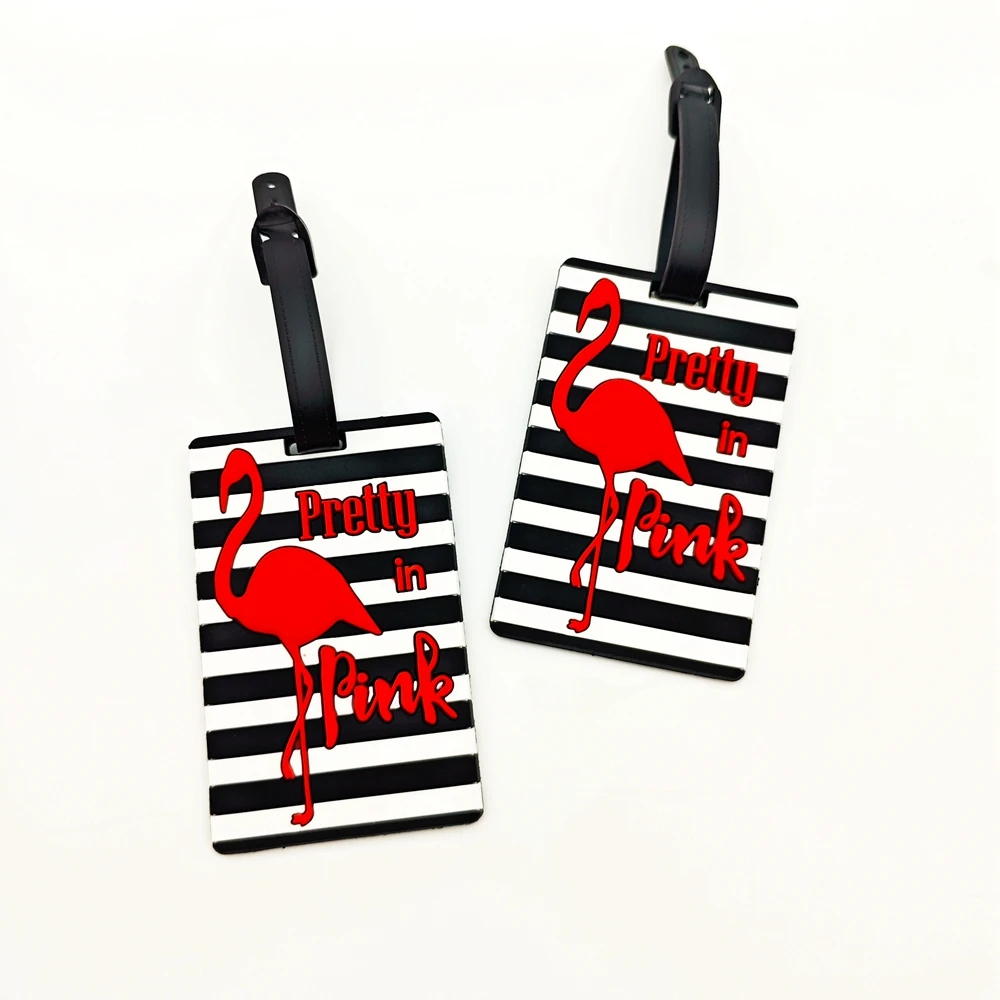 2pcs cartoon flamingo luggage tag pendant for travel, airplane factory luggage bag, anti loss tag, adult travel essential items