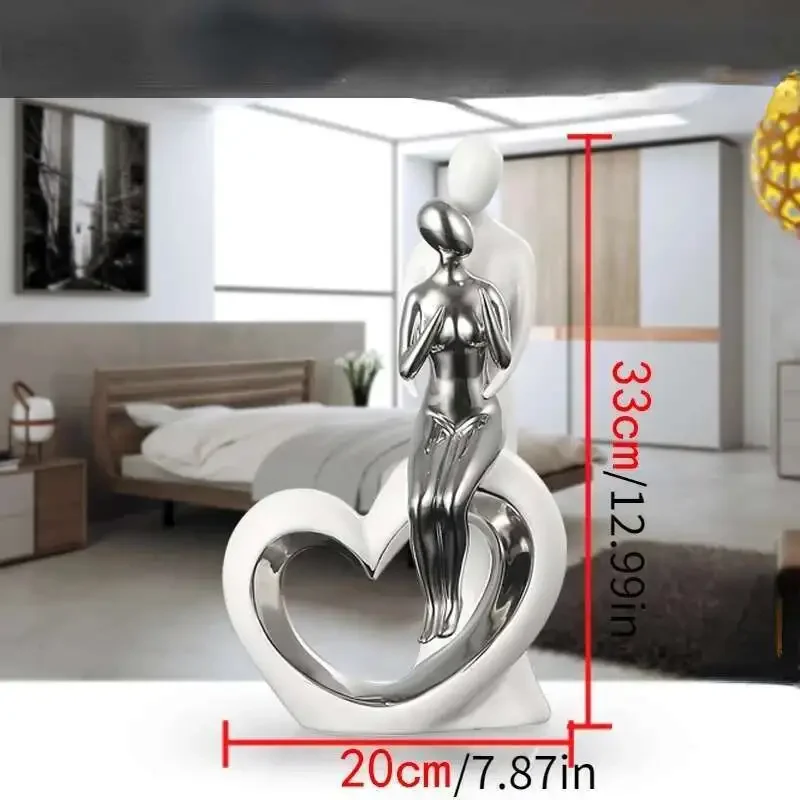 Male and female couples creative ceramic decorations, household figures, wine cabinet crafts, modern electroplating, living