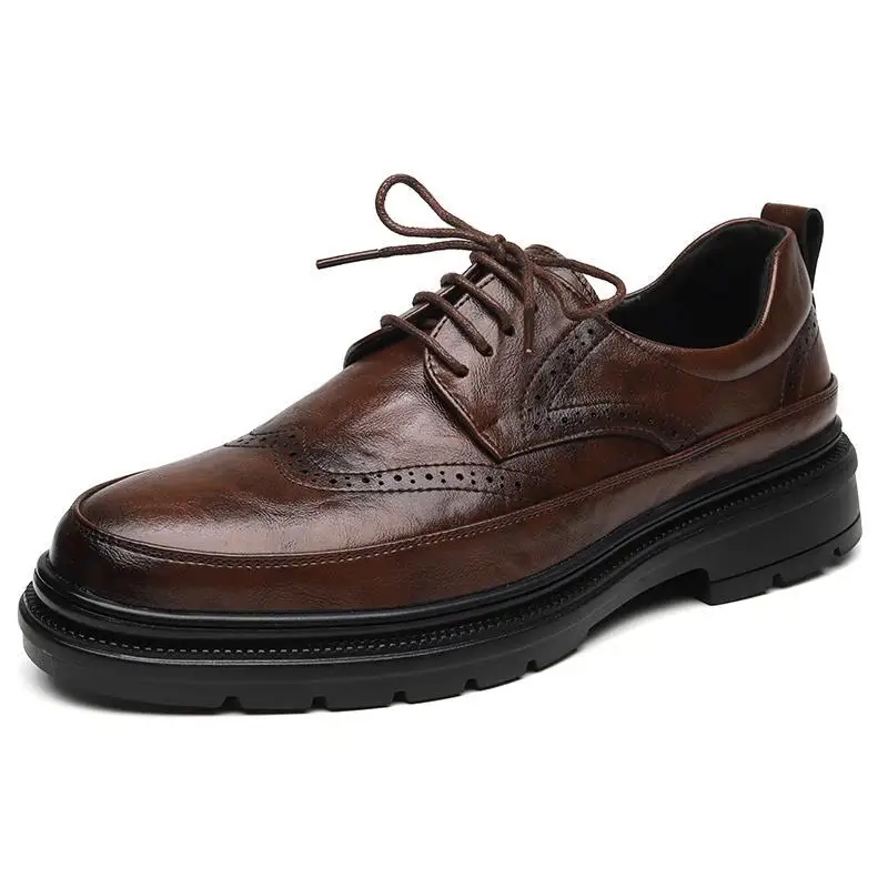 Zapatos de vestir de cuero con punta estrecha para hombre, ropa Formal de negocios, estilo coreano, zapatos de elevador de estilo británico, estilo de diseñador