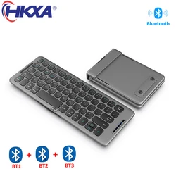 HKXA Foldable 5.1 Bluetooth Keyboard USB Type C for Windows Android IOS for iPad Computer Tablet PC Phone Keyboard 3-Device Sync