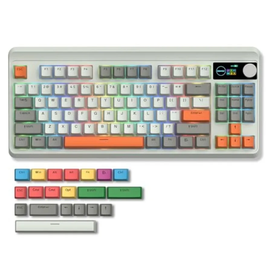 Womier M87 75% Mechanical Keyboard with TFT Smart Display and Knob Gasket Mount Tri-Mode Wireless Bluetooth/2.4G Hot-Swappable