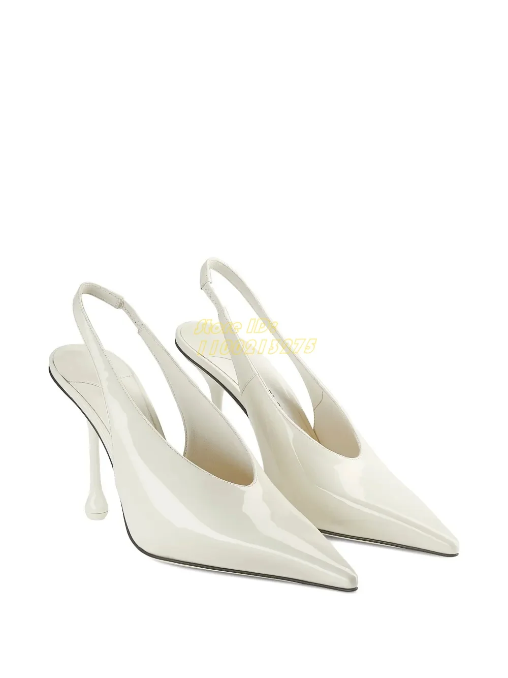 Slingback Back Water-drop Heels Pumps Sexy Pointy Toe Back Strap Slip On Runway Fashion Women Dress Shoes Solid White Grey Shoes