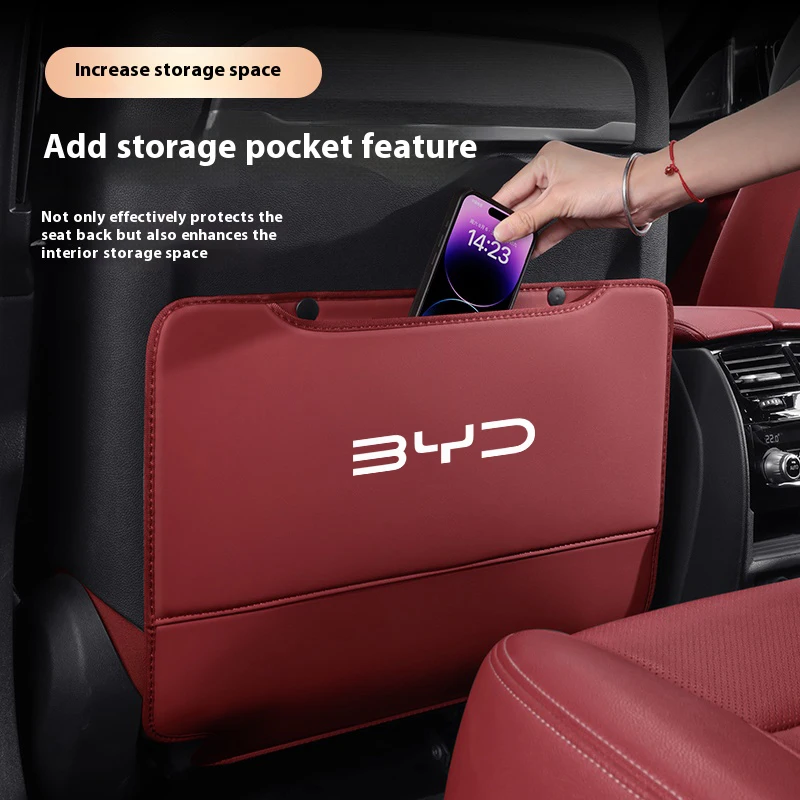 BYD 2Pcs Rear Seat Back Anti‑Kick Mat For Atto 3 Seal Dolphin Han Tang Song Yuan Wear‑Resistant Storage‑Pocket Back‑Seat Protect