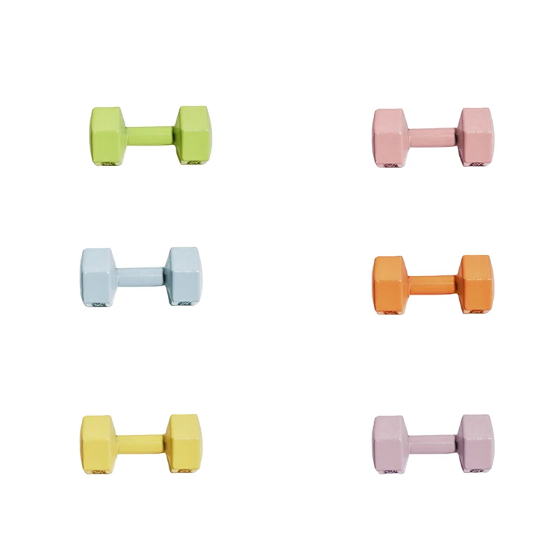 1Pcs 1/12 Dollhouse Miniature Barbell Dumbbells Fitness Gym Mini Dumbbells Model Toys Weights Lifting Equipment Accessories