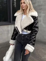 HH Women Thick Warm Coat Vintage Solid Front Zipper Lapel Neck Long Sleeve Jackets Autumn Winter Women Casual Outerwear