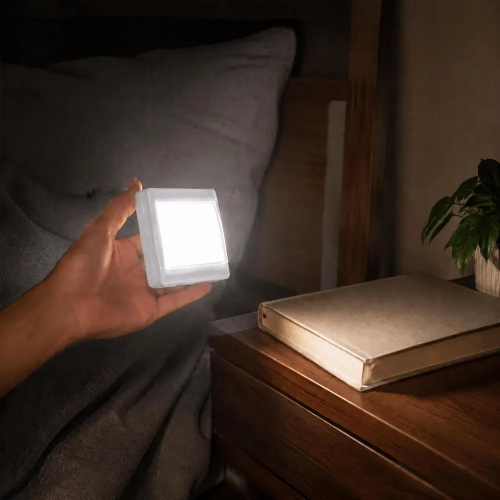 4 Pack Battery Operated LED Night Light COB White Light Wall Mount Light ABS Press Type Switch Stick On Lamp Bathroom