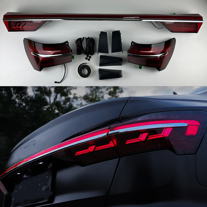 For Audi A6 C8 2019-2020 Upgrade to A8 through Taillights Rear LED Lamp Tail Light Signal Reversing Parking Lights cross lamp