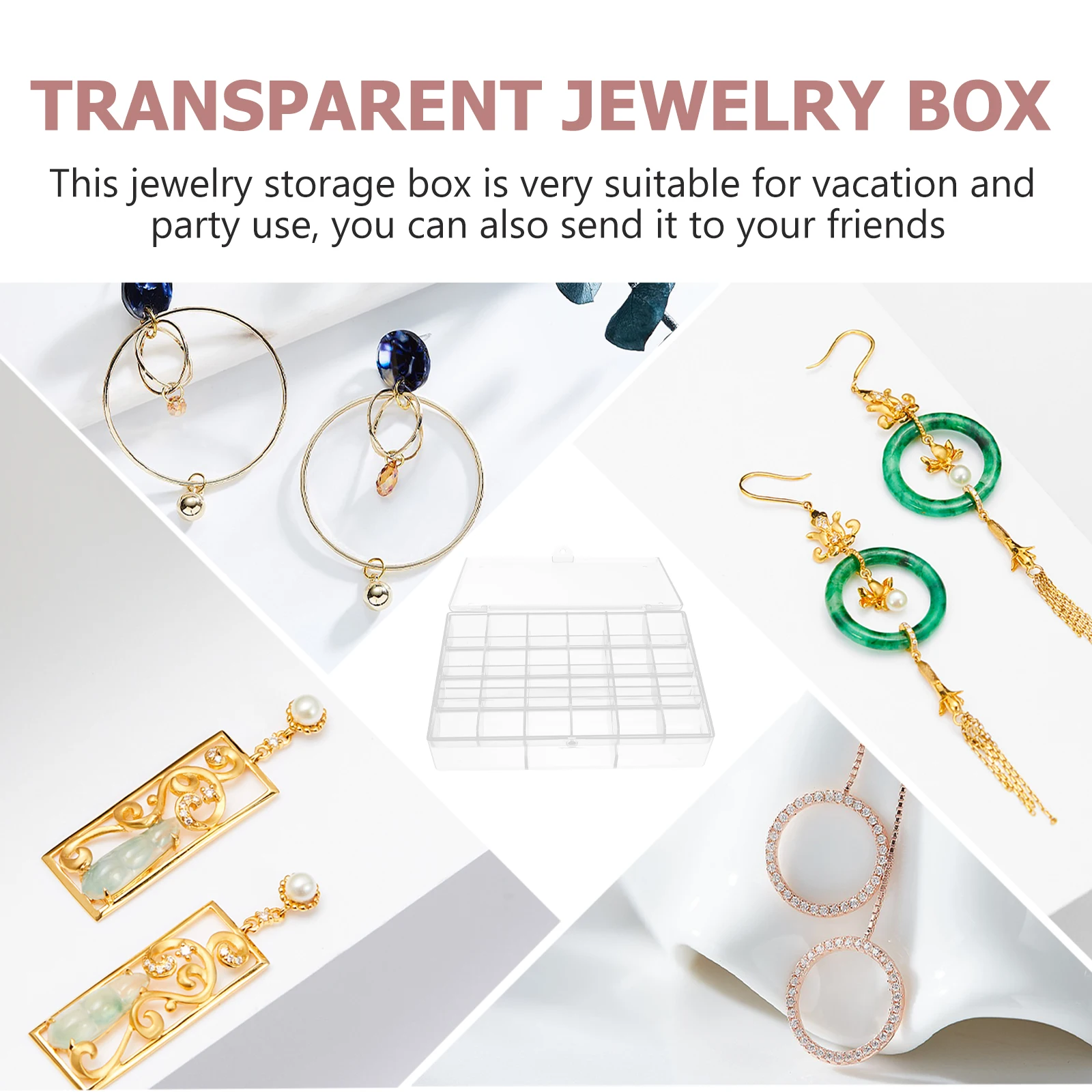 

Jewelry Storage Box Small Transparent Double-layer Container for Earrings Necklaces Bracelets Display Elegance Simple Organizer