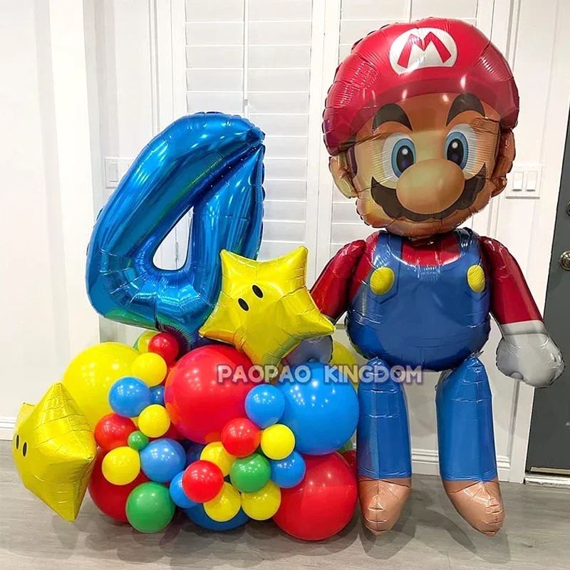 Super Mario Foil Balloons Arch Garland Kit Latex Balloons Number Balls Mario Birthday Party Baby Shower Decoration Gift Toys