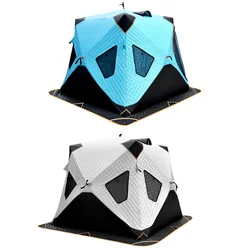 Thicken 4 Layer Ice Fishing Tent Winter Fishing Shelter Cold Weather Camping Tent for 3-4 People