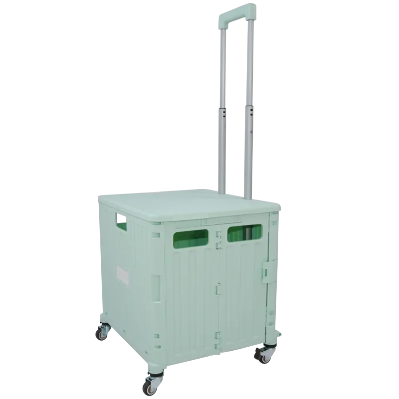 25kgs FoldableCarts Folding Portable Shopping Trolley with Lid Rotate Wheel for Travel Shopping FST25