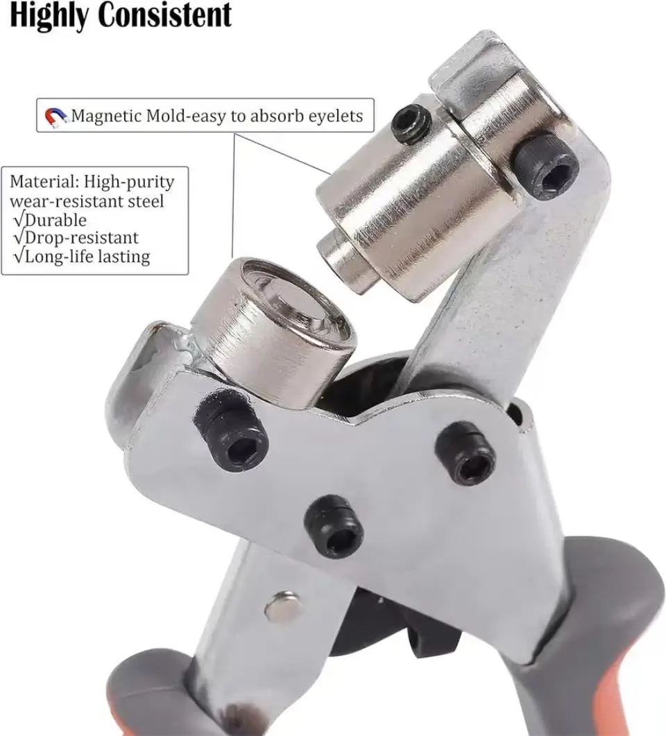 Imagem -05 - Kit de Ferramentas Portátil Grommet Grommet Handheld Hole Punch Alicadores Máquina de Imprensa Manual Perfurador Manual Silver Grommets de 500 Pcs