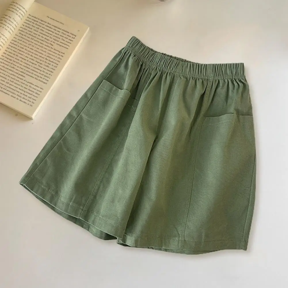 Women Homewear Shorts Stylish Plus Size Women's Pleated A-line Shorts with Elastic Waist Pockets Casual Daily Wear for Summer