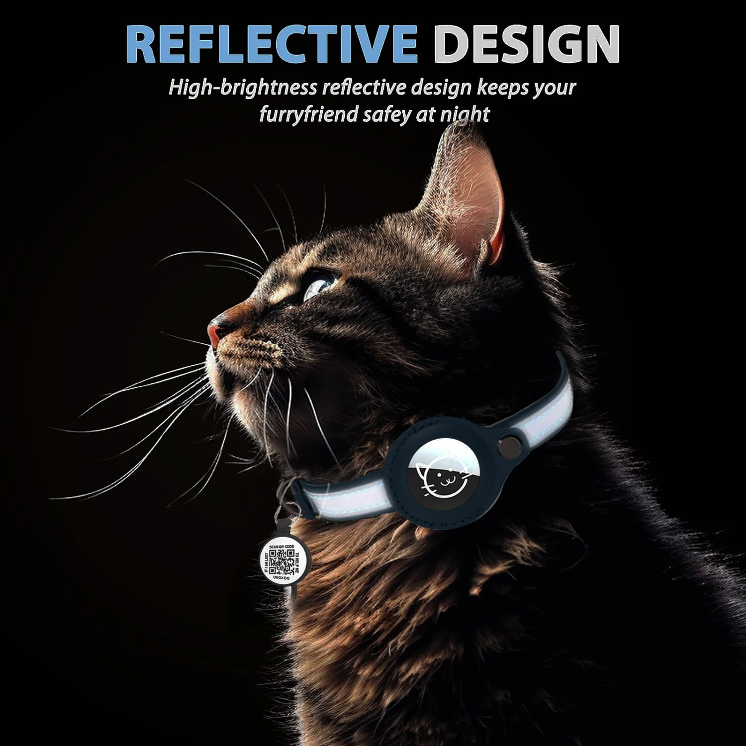 Compatibile con Apple Airtag collare per animali domestici con QR Smart Tag, per accessori per cuccioli di gatto collari riflettenti per gattini in