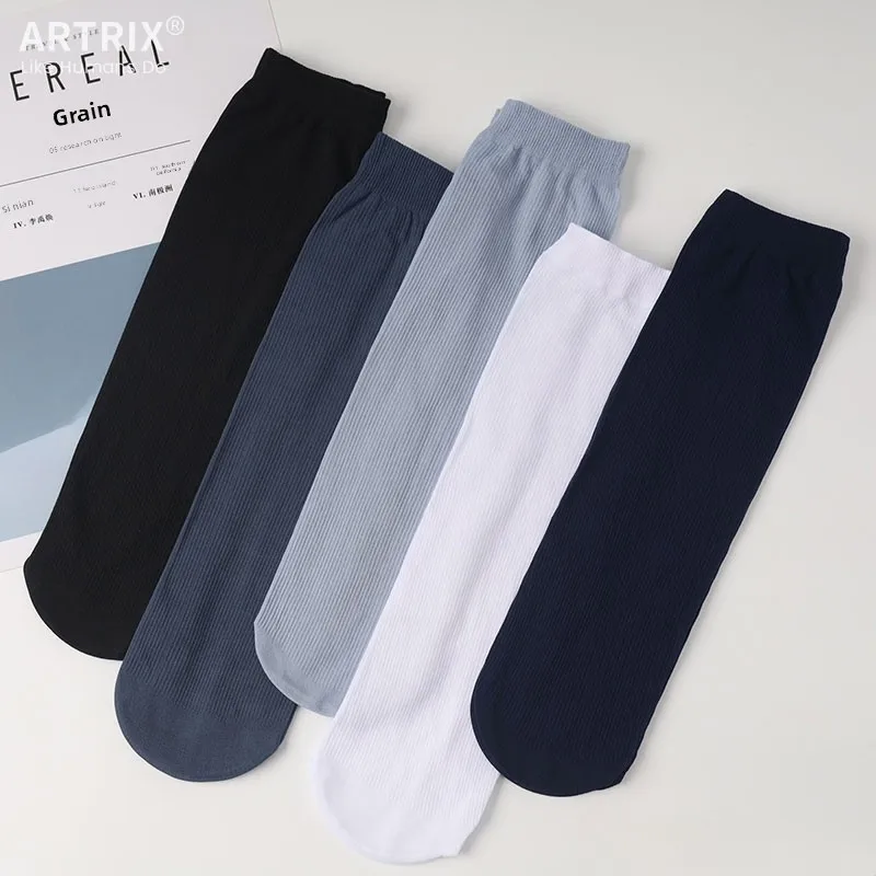 10/20 пар мужских носков из ледяного шелка, летние и весенние ультратонкие носки, однотонные деловые носки, дышащие мягкие носки, носки из бамбукового волокна до щиколотки