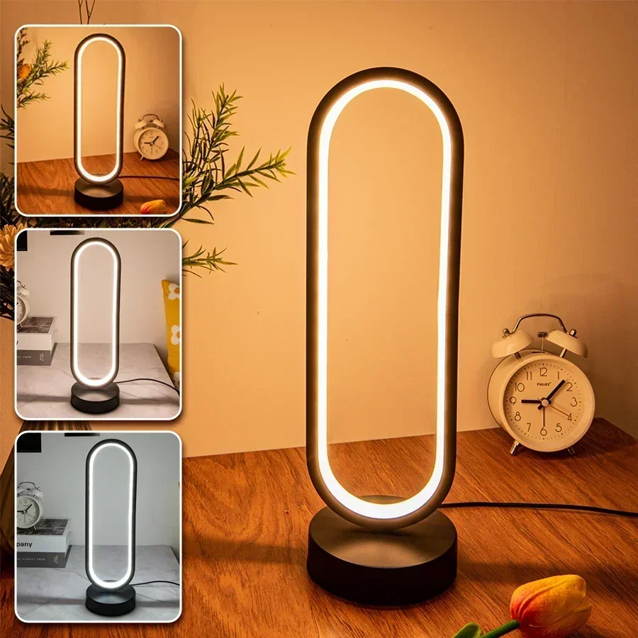 Creative Ring LED Table Lamp Letter G Desk Lamp 3 Color Dimming Bedroom Bedside Atmosphere Night Light Desktop Decorative Lamp