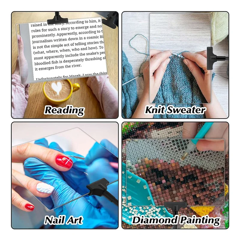 Lente d'ingrandimento 5X da 10 pezzi con clip, lente d'ingrandimento da 6X3,5 pollici con morsetto a collo di cigno flessibile regolabile