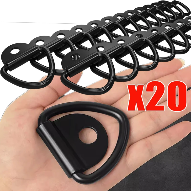 10/20pcs Stainless Steel D Shape Pull Hook Tie Down Anchor Ring Iron Cargo Tie Down Ring for Truck Trailers RV Boats Accessories