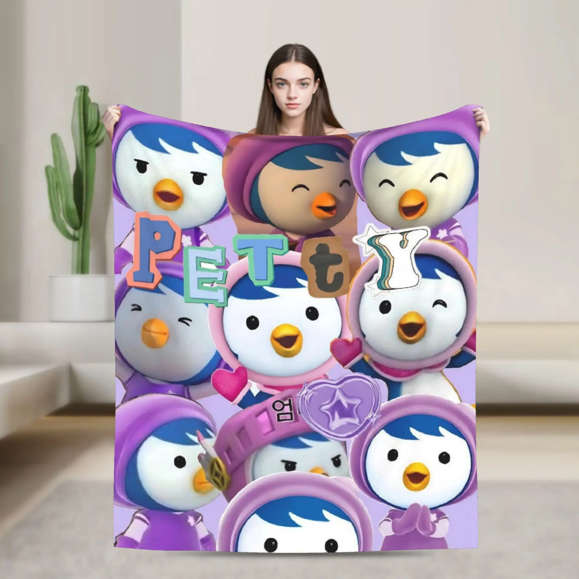 Pororos Flannel Blankets Fashion Throw Blankets for  Sofa Bedding Lounge 125*100cm Bedspreads,