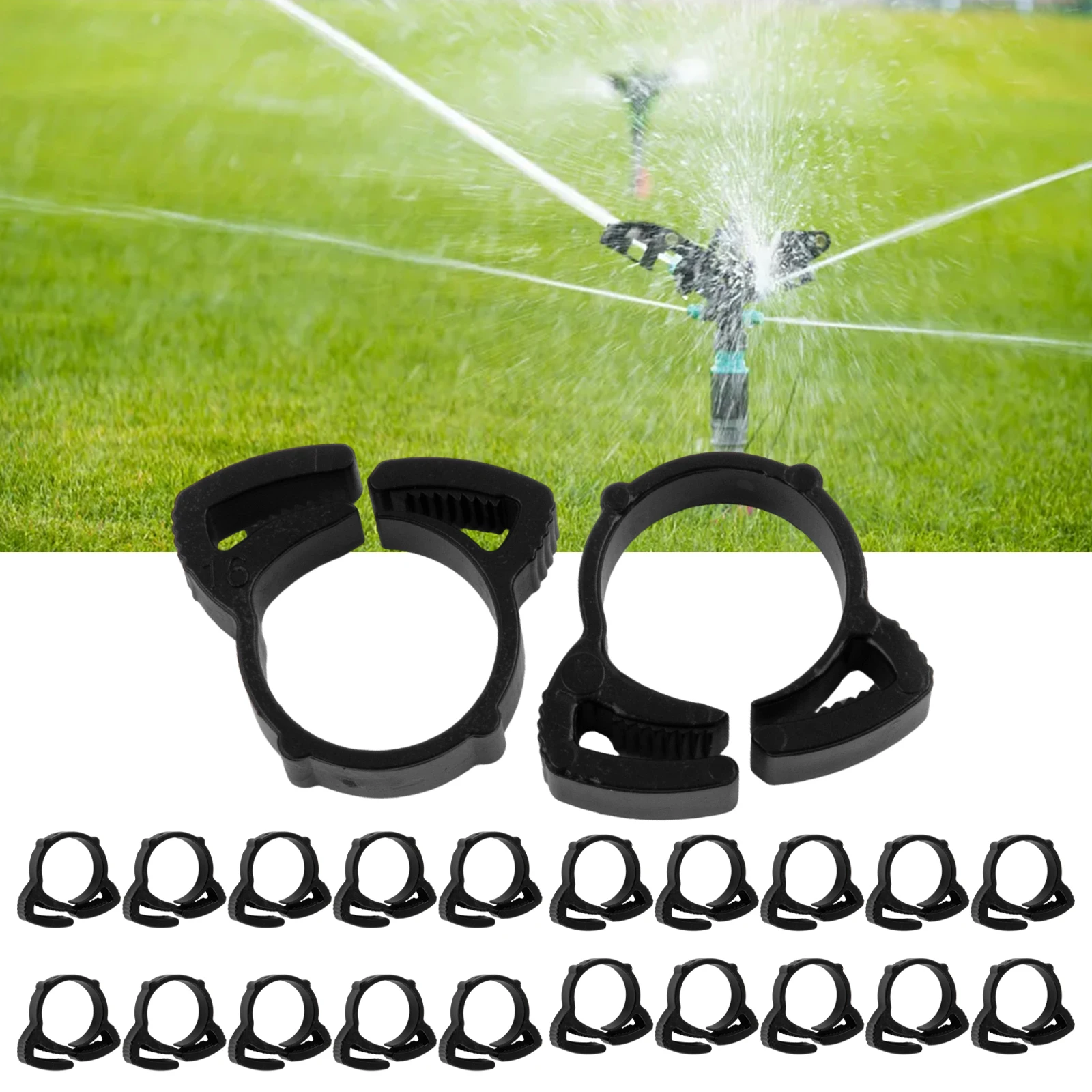 20 Pcs Clip Nylon Snap  Fit Plastic Ratchet Clamp Irrigation  Garden Hose Pipe Black  Irrigation Pipes Clamps  Nylon Snap