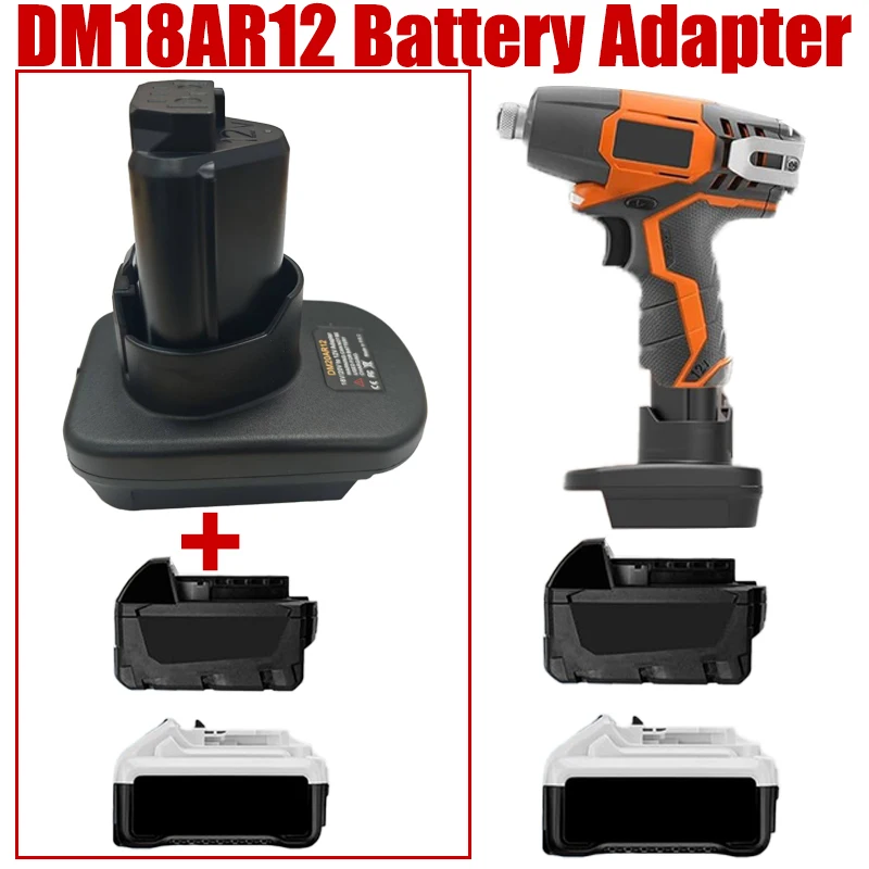 

For DW/Milwaukee18V 20V Lithium Batteries DM18AR12 Battery Adapter Convert To Use for Ridgid 12V Li-ion Cordless Power Tools