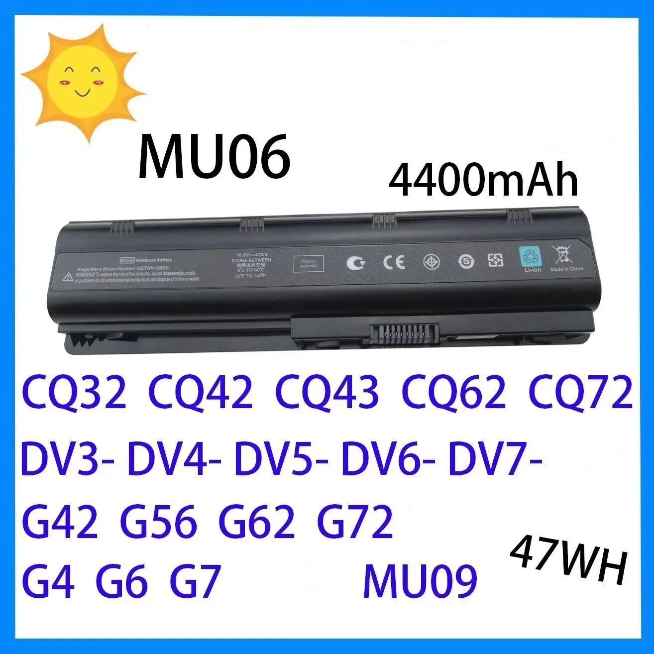 

Suitable for HP G4/6 CQ32 42 62 72 CQ43 630 G56 DV6 MU06 notebook battery