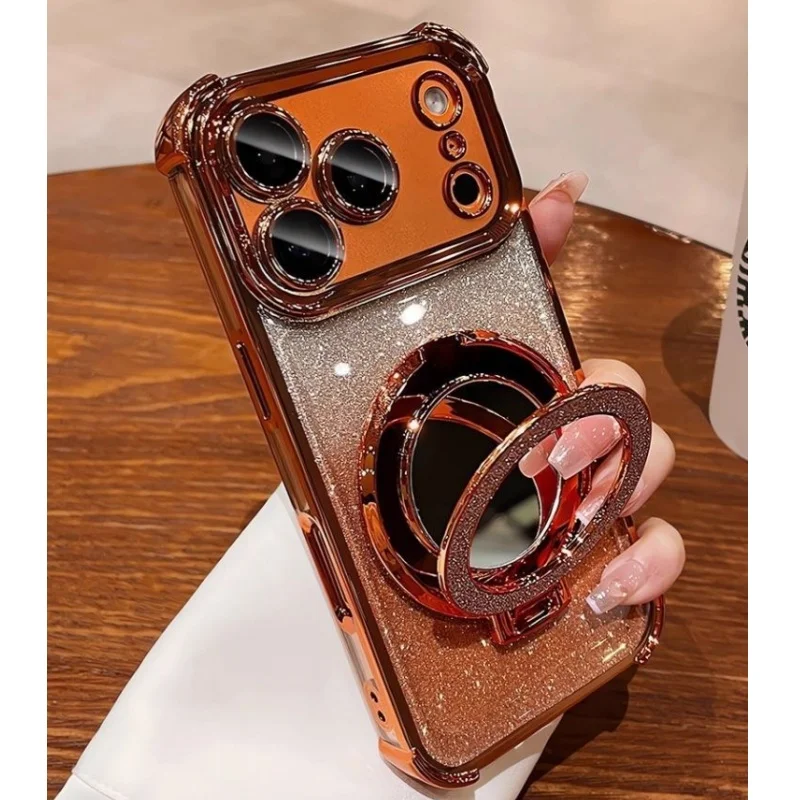 Luksusowe etui z brokatowym lustrzanym uchwytem i magnetycznym mocowaniem do OPPO A3 A5 A6 PRO A6X A79 A78 A38 A18 A17 A16 A1 A2 A3X A5X A98 A58 A54 — zdjęcie produktu 3