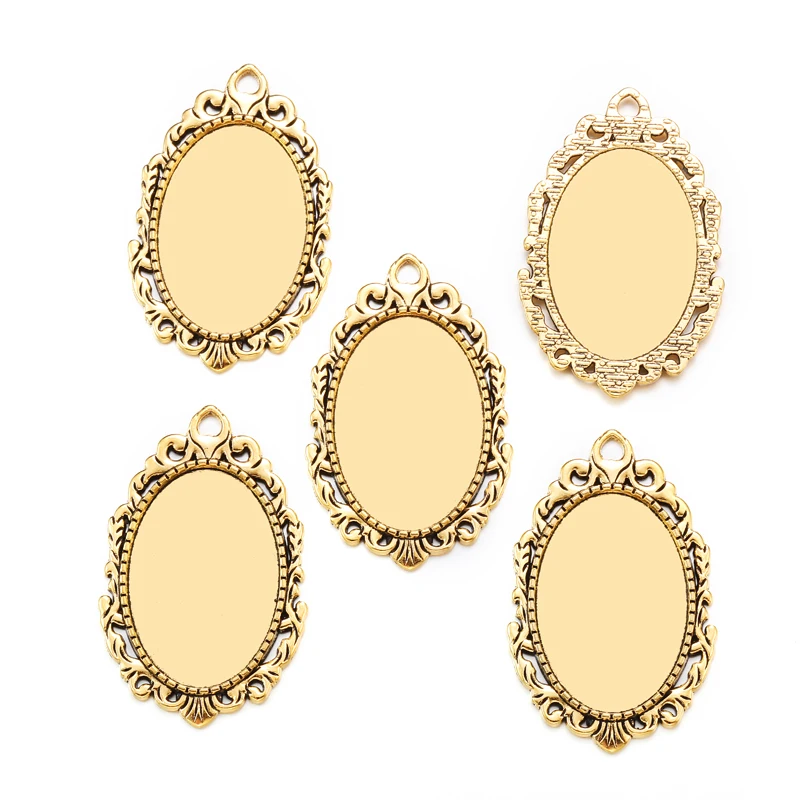 4pcs Necklace Pendant Setting Cabochon Base Tray Bezel Blank