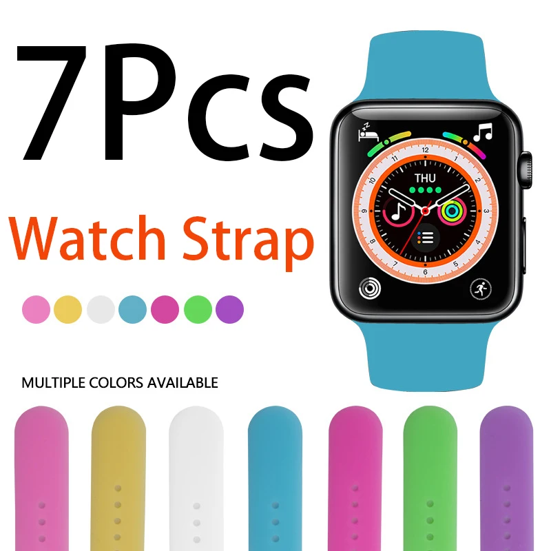 7Pcs Silicone Strap for Apple Watch Band 45mm 41 40 42 38mm Luster Armor Bracelet IWatch Series 8 SE 7 6 5 WatchBand