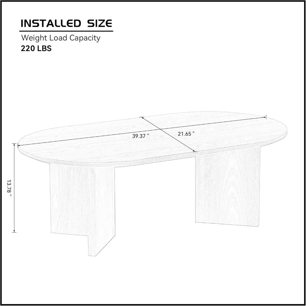 Z 39.37'' Oval Coffee Table For Living Room Pedestal Coffee Table Mid Century Modern Wood Table Easy Assembly Oak Home UseZ