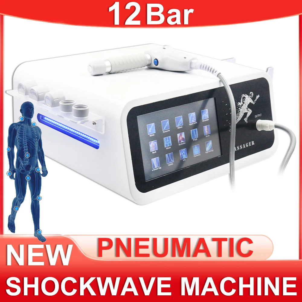 12 Bar Pneumatic Shock Wave Therapy Machine For Man ED Treatment And Sport Injury Professional Shockwave Machine Pain Relief