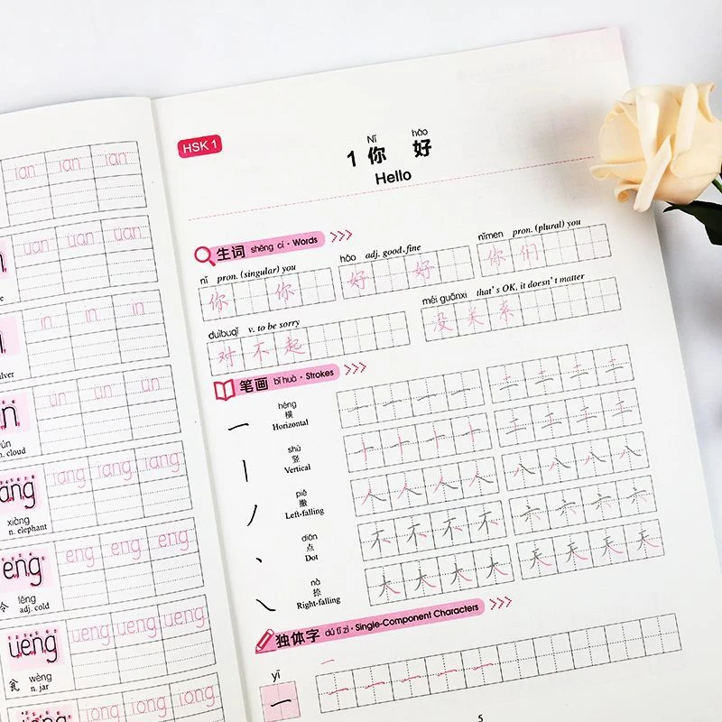 HSK Chinese Character Writing Practice Workbook Calligraphy Tracing Book International Chinese Proficiency Test Learn Chinese