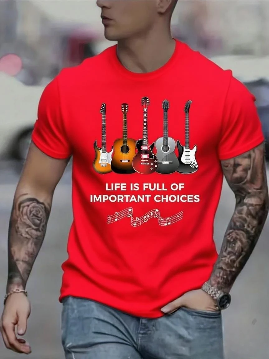 تي شيرت كاجوال بأكمام قصيرة ورقبة دائرية مطبوع على الموضة للرجال #3