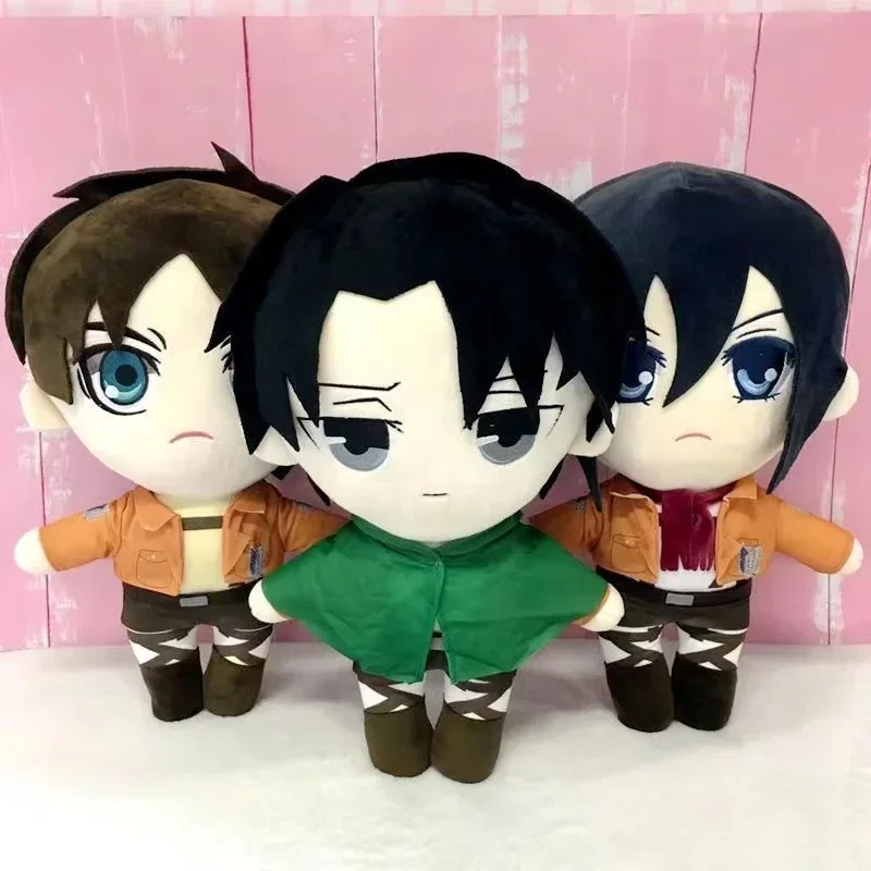 Ataque a los Titanes juguetes de Peluche Levi Ackerman muñecos de Peluche de dibujos animados Eren Jaeger figura de Peluche almohada niños regalos de navidad