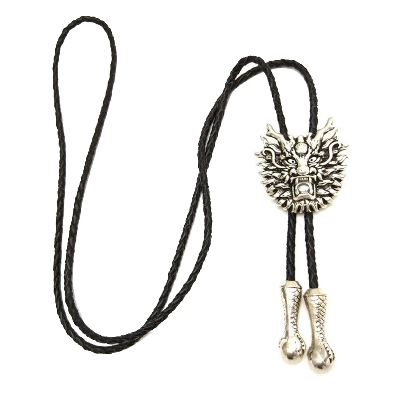 

Delicate Loong Bolo Tie Cowboy Punk Necktie Western Bolo Tie Engraving Charm Bolo Tie Cowboy for Shirt Jeans DXAA