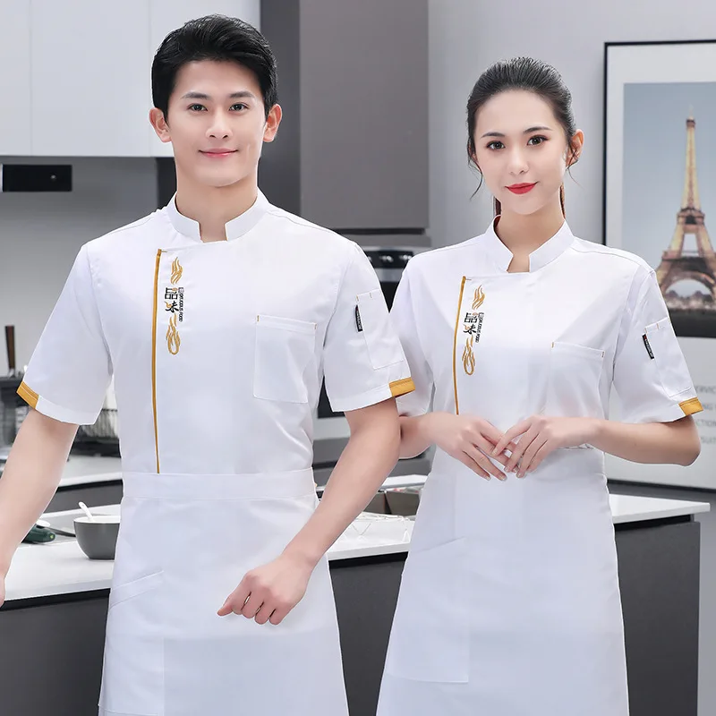 Dining Western Restaurant Hotel Kitchen Cook Clothes School Factory Canteen Work Clothes Short Sleeve Restaurant Men's Clothing