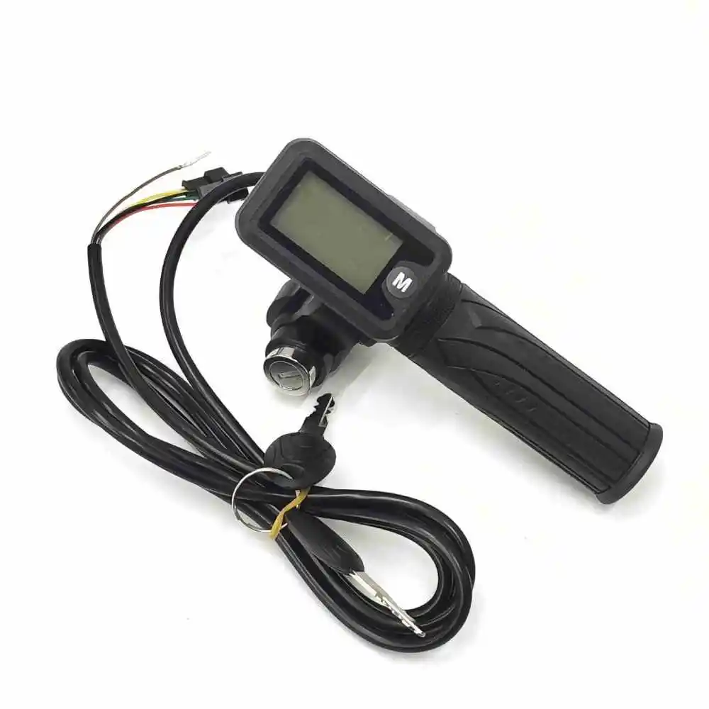 Electric Bicycle Twist Throttle With Integrated LCD Meter And Safety Ignition Switch For 24V 72V E Bike Parts