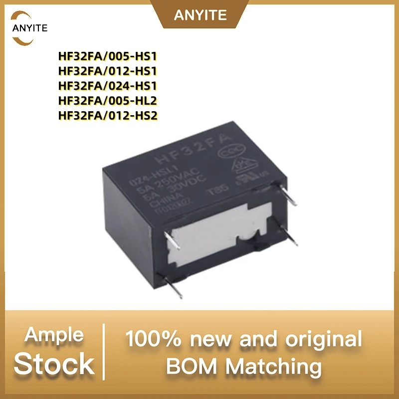 New 10Pcs/LOT  HF32FA/005-HS1   HF32FA/012-HS1  HF32FA/024-HS1  HF32FA/005-HL2  HF32FA/012-HS2 5A 4PIN