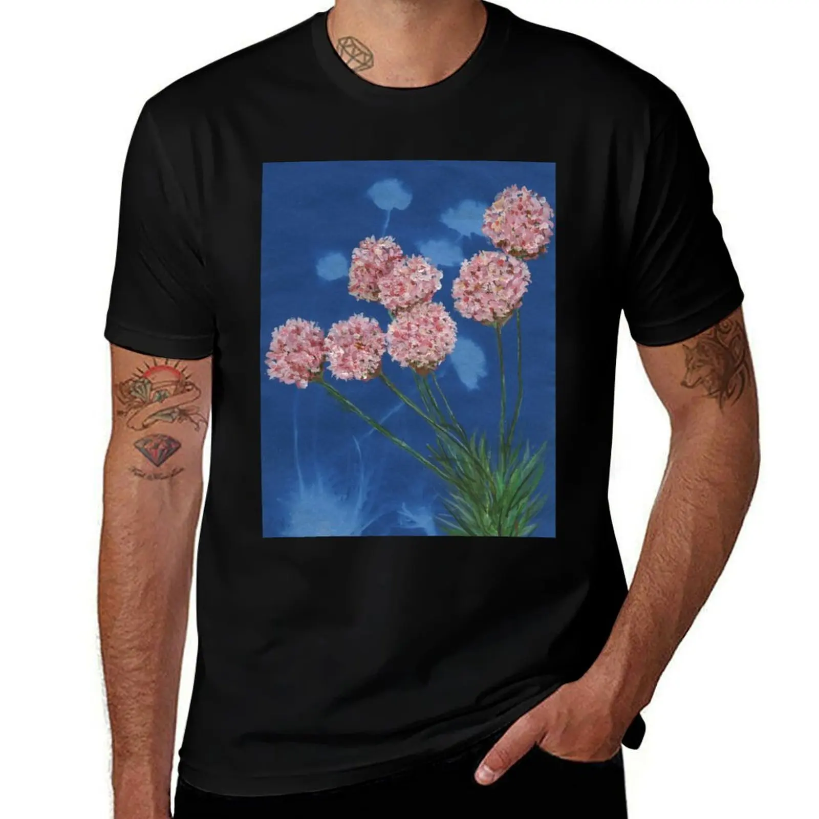 

Seapinks in gouache on cyanotype T-Shirt Work Casual Loose Fit T-Shirt