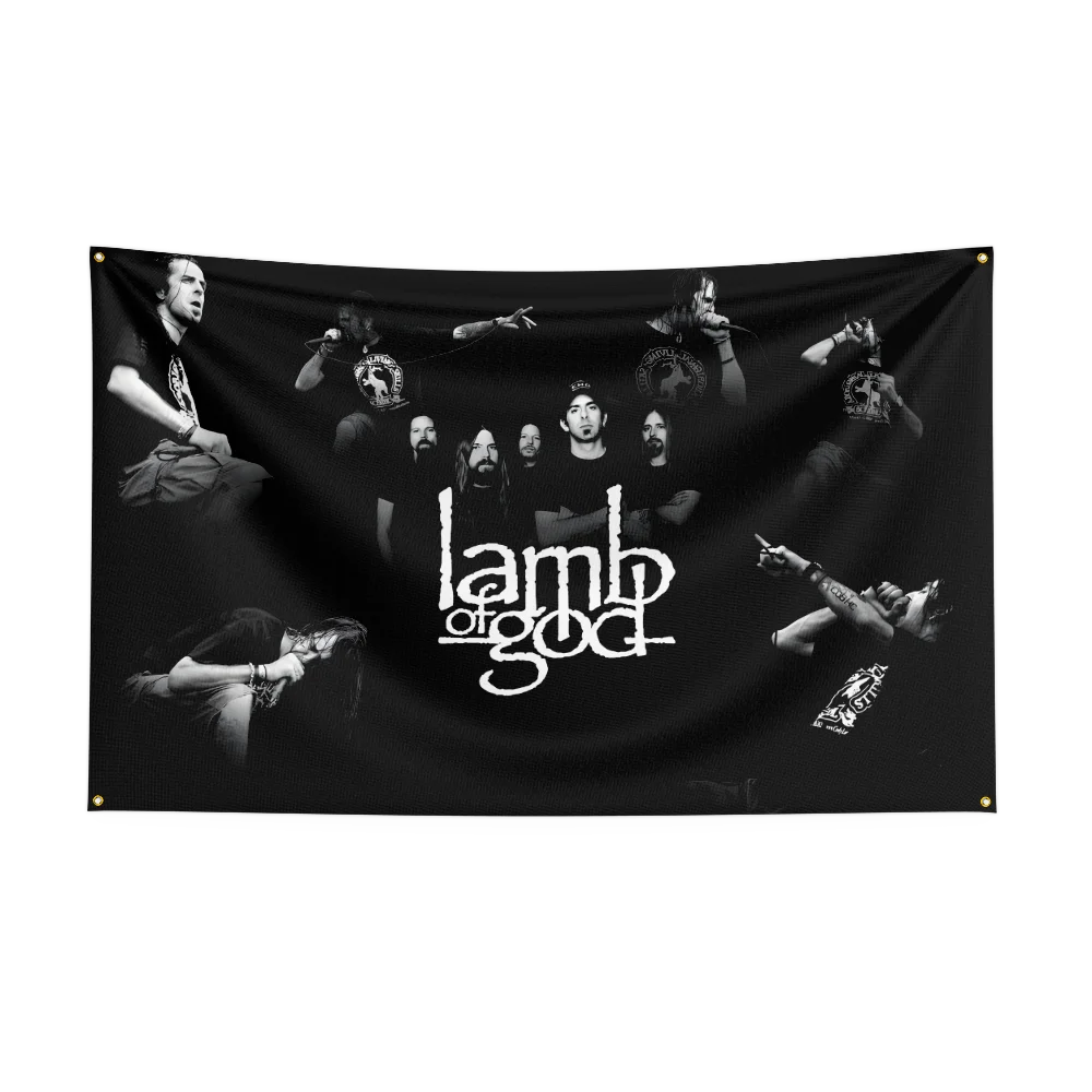3x5 Ft L-Lamb Of Gods Heavy Rock Band Flag Polyester Digital Printing Banner for Bedroom Wall Art Out Door Tapestry Decoration