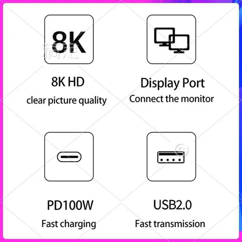 

AP-3 In1 Type C To DP Hub Adapter 8K 60Hz,PD 100W,USB 3.0 Seamless Connectivity Converter For Pro