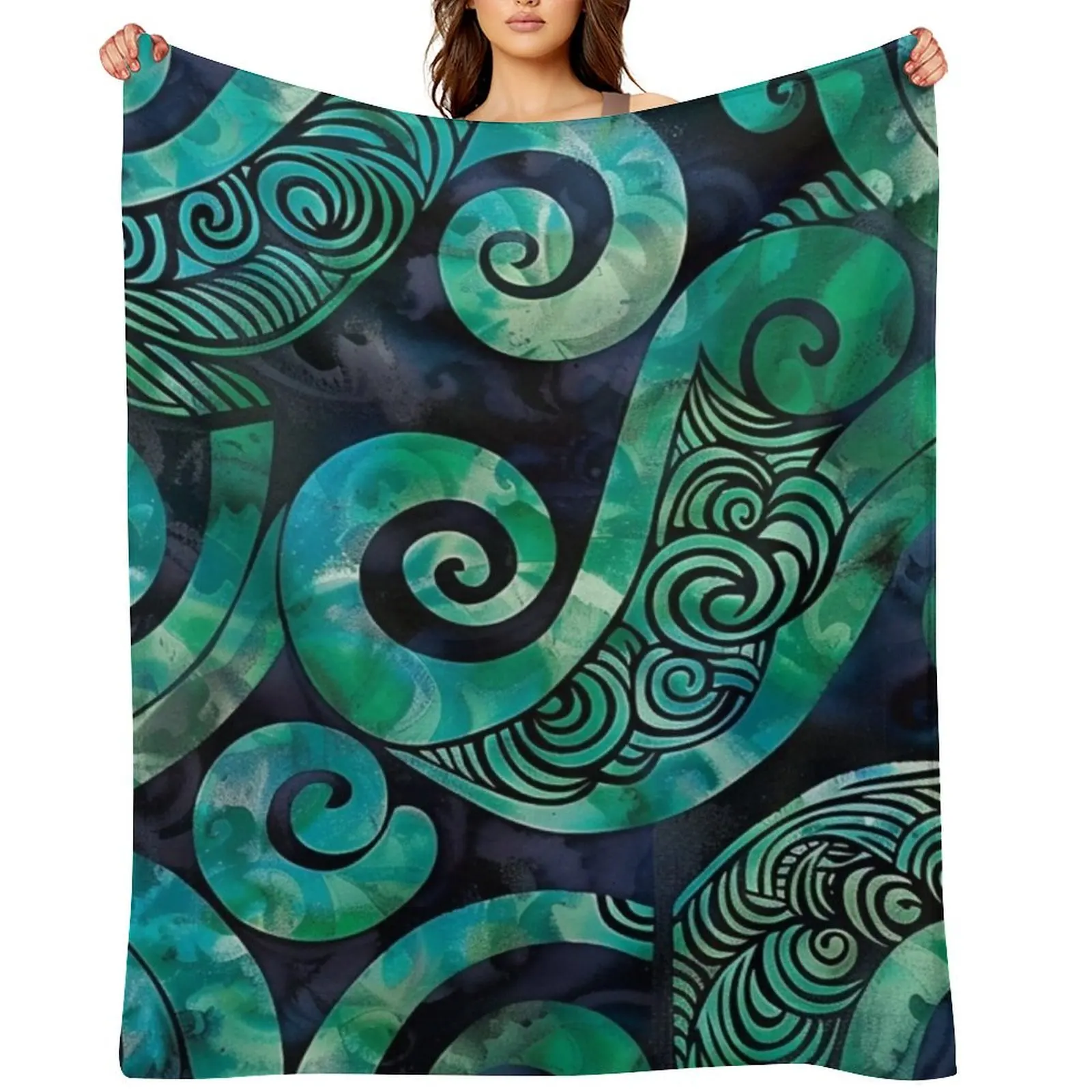 

New Zealand Mori Paua Pattern Koru Design 17 Throw Blanket Sofa warm for winter Soft Plush Plaid Blankets