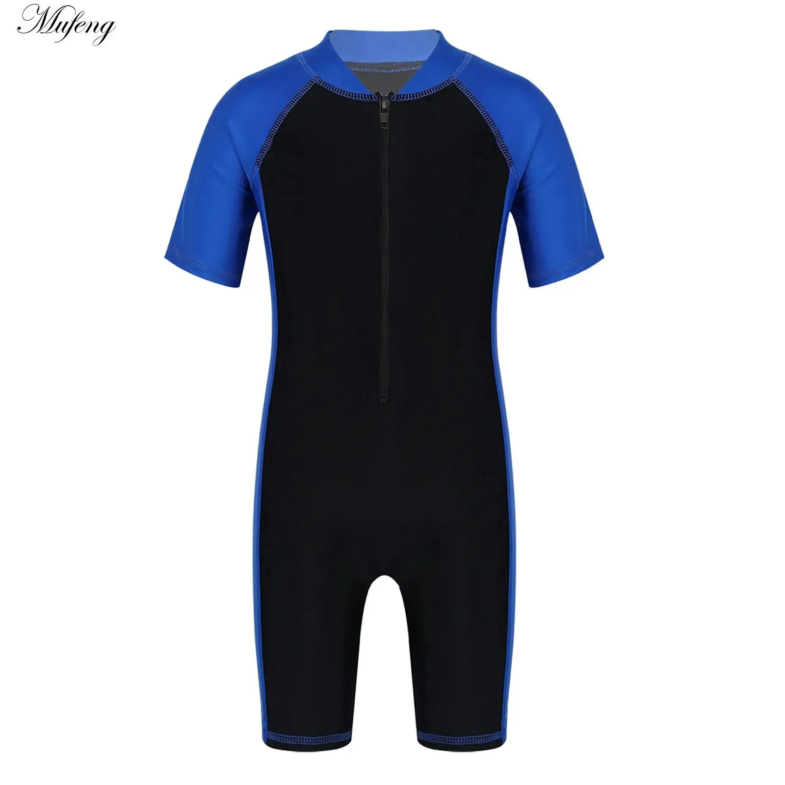 Kids Boys Girls Gymnastics Leotard One-piece Short Sleeves Zippered Shorty Wetsuit Swimwear Swimsuit Ballet Leotard Jumpsuit