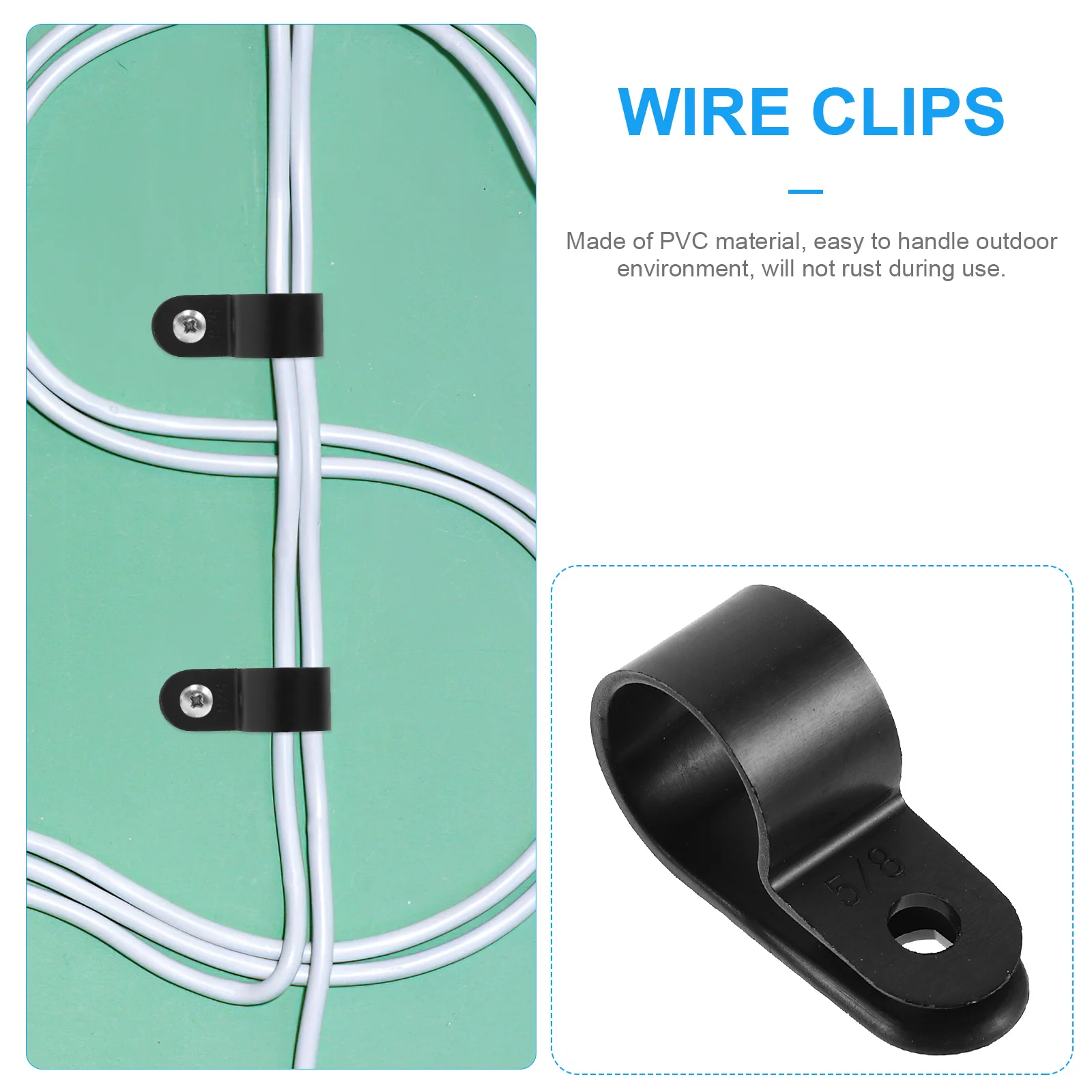 50 Pcs R type Nylon Wire Clips Cable Clamps ganizer 15.8mm Diameter Black 4 Sturdy Screw Hole Design Thickened PVC Versatile