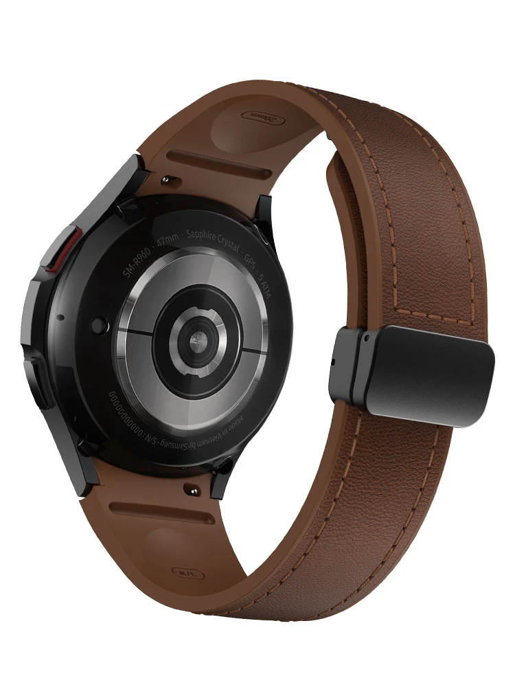 Straps for Samsung Galaxy Watch 7 6 4 Classic 5 Pro 45mm 44mm 40mm Magnetic Leather+Silicone bracelet Correa Galaxy Watch 7 Band
