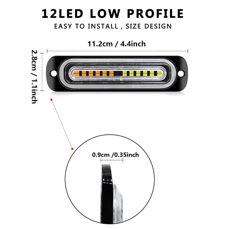 1x Truck 12V 24V 6smd LED Strobe Warning Light Strobe Grille Flashing Lightbar Car Beacon Lamp Amber Yellow White Traffic Light - view 4