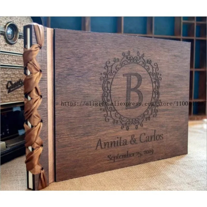 

Винтажная гостевая книга на заказ для свадьбы, персонализированная вывеска с именем жениха и датой, романтический подарок на память